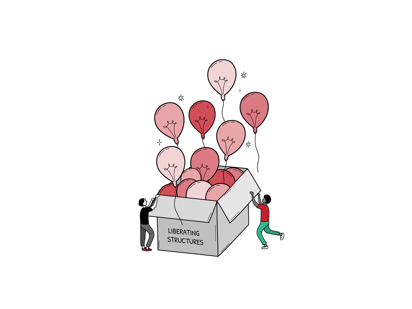 Balloons coming out of a box