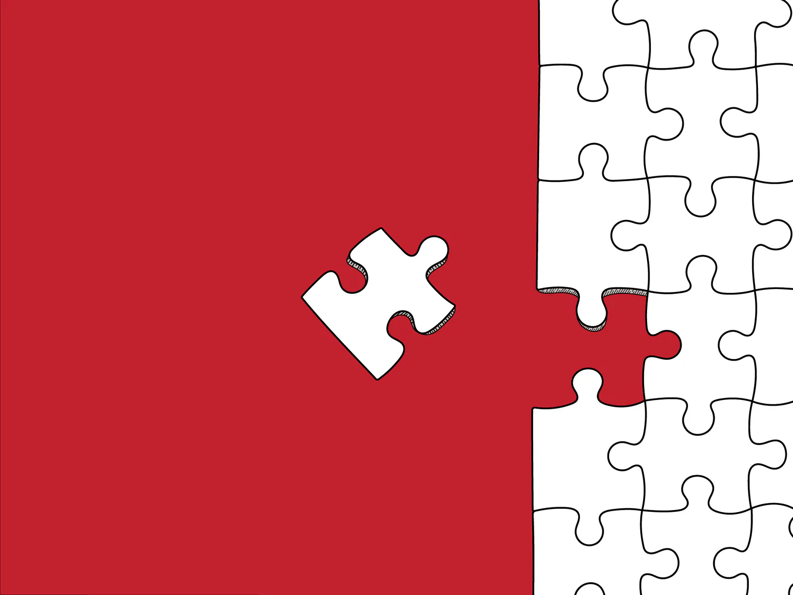 A puzzle with a piece not connected 