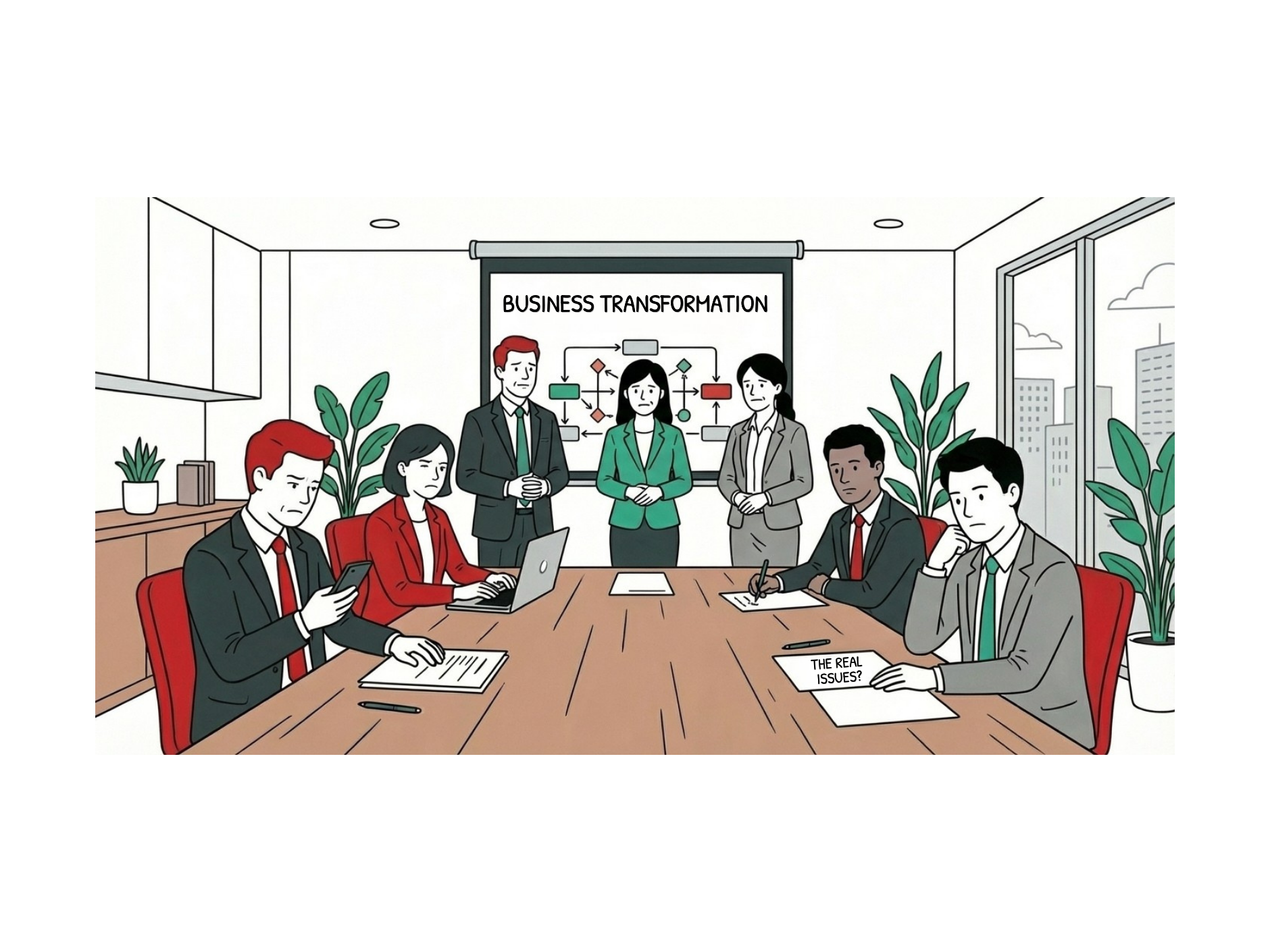 People sitting around a conference table.